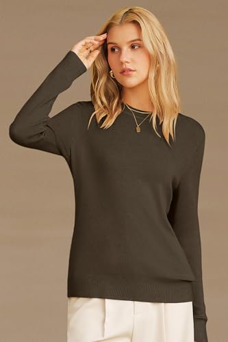 Image of Arach&Cloz Women's Wool Blend Classic Crew Neck Casual Fall Sweaters