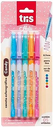 Caneta Esferografica Tris Holic Fof Candy Cartela 5 unidades
