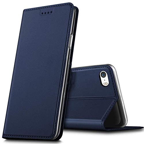 Verco para iPhone 5 / 5S / SE Funda Tipo Libro electrochapada, Funda de diseño con protección 360°, Compatible con iPhone 5 / 5S / SE (4 Pulgadas), Azul