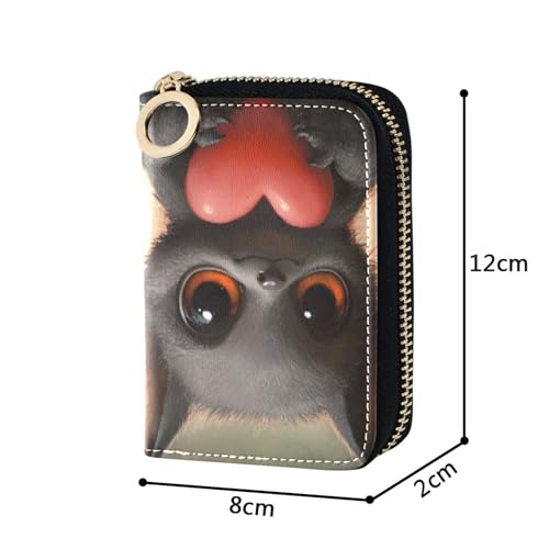 Credit Card Protector RFID Blocking Wallet Womens Zip Around Leather Coin Purse Pouch with Zipper Cute Bat Big Eyes Black3