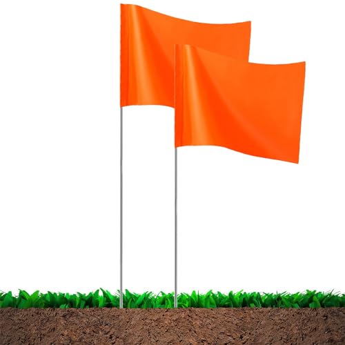20Pack Orange Marking Flags, JIZHGRAD 15x4x5 Inch Marker Flags Use for Yard & Lawn, Boundary & Dog Training, Survey & Landscape, Sprinkler & Surveyor, Garden & Construction, High Visibility, Sturdy, Versatile, UV & Weather Resistant