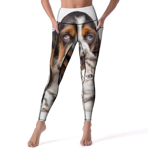 Legging chaton chiot femmes taille haute : pantalon de sport respirant pour fitness et yoga en S