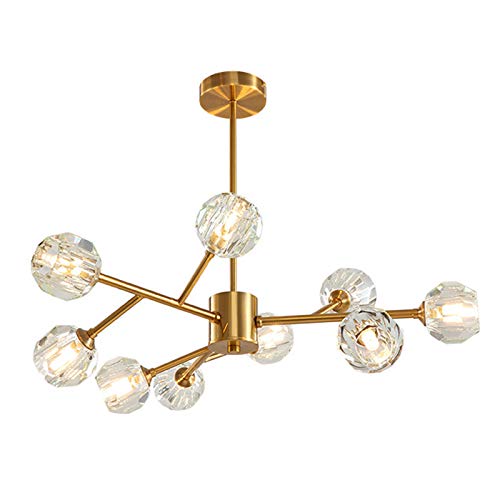 Suspension boule de cristal dorée pour éclairer votre table
