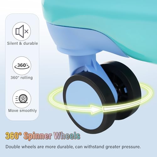 20 Inch Carry On Luggage with Cup Holder, Suitcase Set 2 Piece Luggage Set, Carry On Travel Luggage with TSA Lock Spinner Wheels, Hard Shell ABS Suitcase with Double Spinner Wheels4