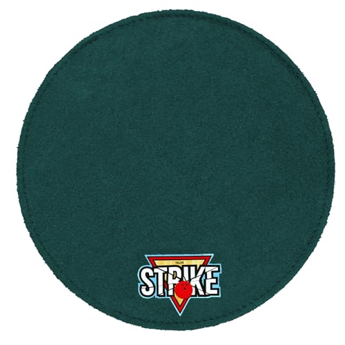 Strike Super Absorbent, Double-Sided Leather Bowling Shammy – Premium Cleaning Pad for Bowling Balls - Non-Scratch Oil Removing Bowling Towel - Round Soft Bowling Cleaner/Dark Blue-Green/