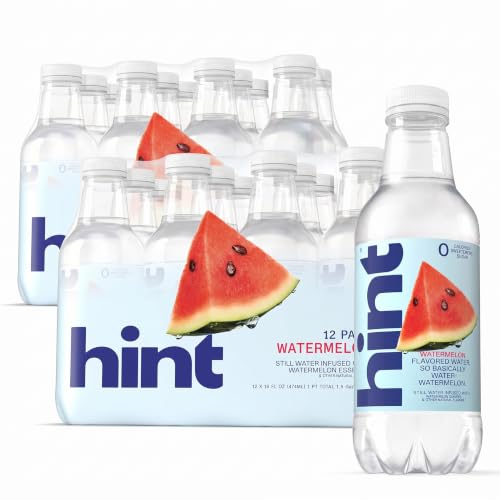 Hint Fruit-Infused Bottled Water, Watermelon - Sugar Free Flavored Water with Zero Calories, Naturally Flavored, and No Artificial Sweeteners - 16 Fl Oz (Pack of 24)