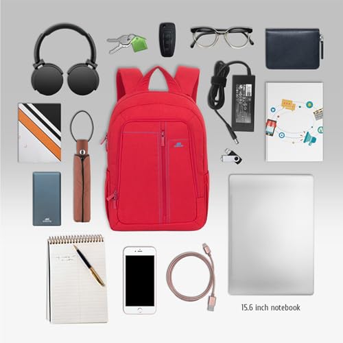 Image of RIVACASE Alpendorf 7560 Red Laptop Canvas Water Resistant Backpack 15.6 inch Inches