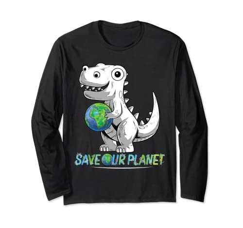 Save our Planet Earth Day 2021 Trex Environment kidsToddler Manga Larga