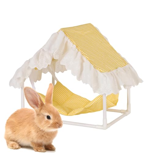 Hamster Bed | 35x25x38cm Nest Hammock With Frame | Convenient To Clean Comfortable Yellow Checkered Pattern Hamster House | Stab