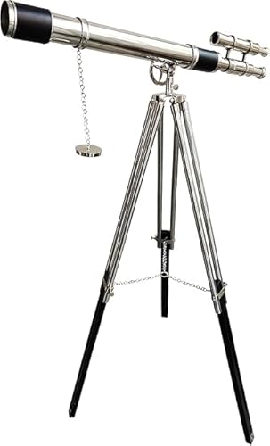 Telescopio nautico vintage marino in ottone cromo blu navy regolabile da pavimento treppiede nero doppio barile telescopio fatto a mano decorazione domestica