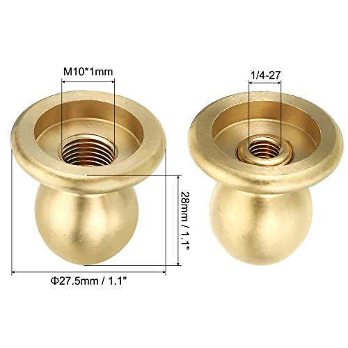 Image of PATIKIL 1.1 inch Tall Brass Lamp Finials Cap Knob, 2 Set Lamp Screw Holder Tapped 1 /4-27 for Table and Floor Lamp Shade Decorations