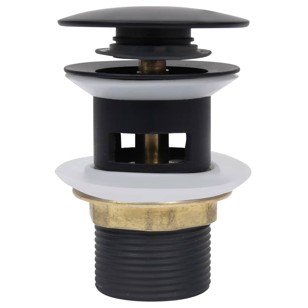 Desagüe con rebosadero negro de zinc y latón, 6,4 x 6,4 x 9,1 cm, válvula emergente para grifo de lavabo con rosca de 1,4 pulgadas, fácil manejo y limpieza para baño y cocina