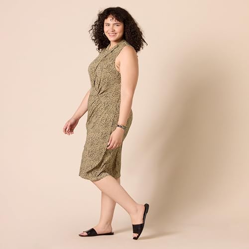 Image of Amazon Essentials Women's Sleeveless Faux Wrap Dress with Crossover Twist Neck