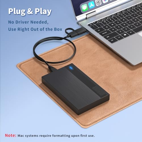 250GB Portable HDD USB3.0 Type-C Storage for PC Mac Laptop Game Consoles - 1