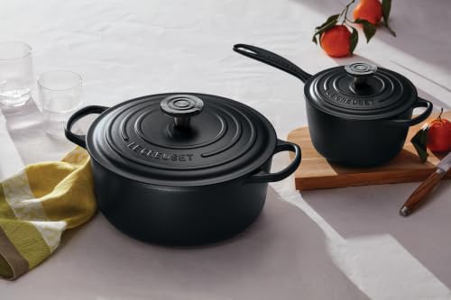 Image of Le Creuset Enameled Cast Iron Round Dutch Oven, 5.5 qt., Licorice /Crucible