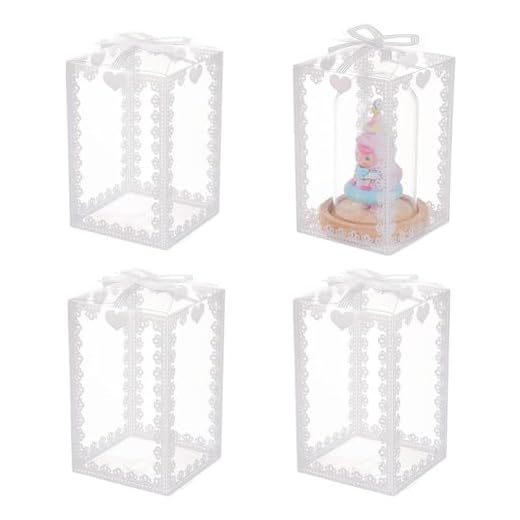 BENECREAT 24 st genomskinliga bröllopslådor med rosettmönster 14 x 9 x 9 cm rektangel PVC genomskinliga presentlådor för godis choklad alla hjärtans dag presentförpackning