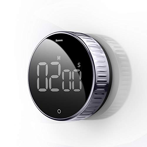 Temporizador de cocina digital con cronómetro magnético y reloj de alarma negro