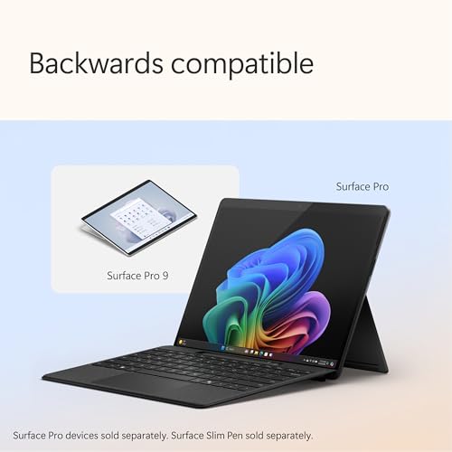 Image of Microsoft Surface Pro Flex Keyboard with Pen Storage Alcantara Keyboard for Surface Pro Copilot+ (11th Edition), Pro 9 and 8, Windows 11 Copilot+ PC, Black