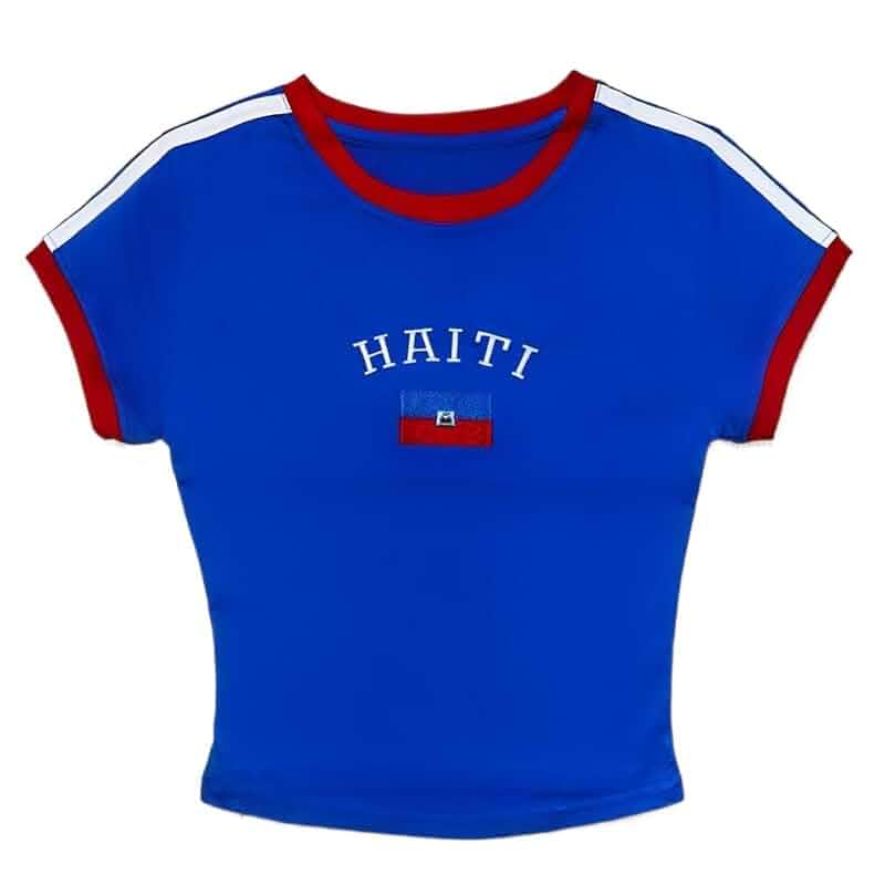 heyheyshine Women's Graphic Baby Tees Shirts Slim Fit Short Sleeve Brazil Shirt Mexico Crop Top 2000s Vintage Going Out Tops Letter Print