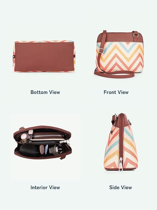 Printed Vegan Leather Sling Bag for Women – Stylish Crossbody Handbag with Adjustable Strap, Lightweight Purse for Travel & Everyday Use
