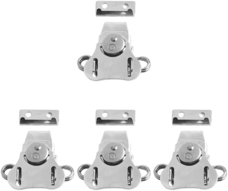 4 Pack Spring Loaded Butterfly Latch Heavy Duty Metal Draw Latch with Retainer, 450lbs Load Capacity Toggle Clamp Hasp for Tool Boxes, Cases, Cabinets, Lockers, Silver