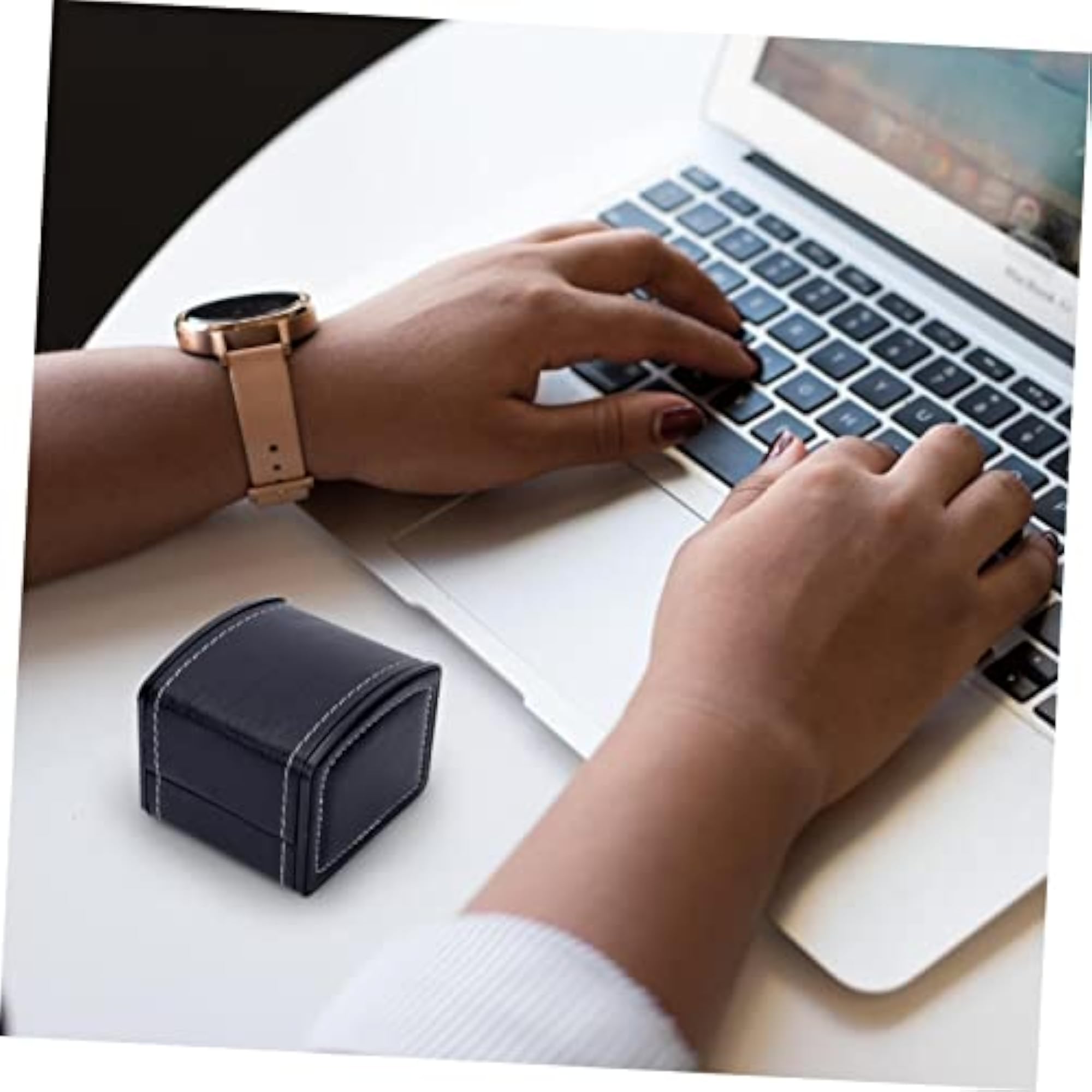 2Pcs PU Watch Organizer Case, Stylish Storage Box