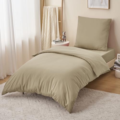 RUIKASI Bettwäsche 155x220 Khaki 2teilig - Polyester Mikrofaser Bettwäsche-Sets Oeko-TEX… – Ansicht 3