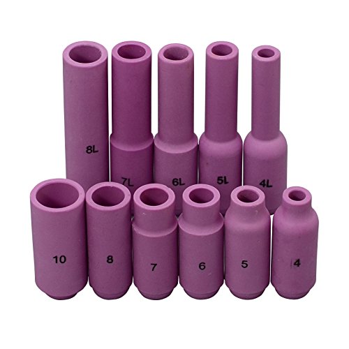 Image of RIVERWELD TIG Alumina Nozzle Ceramic Cups Long 10N 10NL Series kit 11pcs