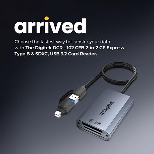 Image of DIGITEK (DCR-102 CFB) 2 in 2 CF Express Typ B & SDXC, USB 3.2 & 3.0 Card Reader, Support SD /SDHC /SDXC /UHS-I /UHS II Cards, Support Mac OS, iPad OS, Window, Android, Linux & Harmony,