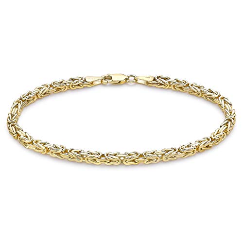 CARISSIMA Women's 9ct Yellow Gold Square Byzantine Chain Bracelet - 19cm/7.5'
