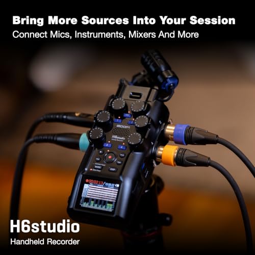 ZOOM H6studio Handy Recorder – 6+2 Spur 32-Bit Float Aufnahmegerät für Musik, Podcast & Film – Klang in Studioqualität für jede Aufnahme, egal wo
