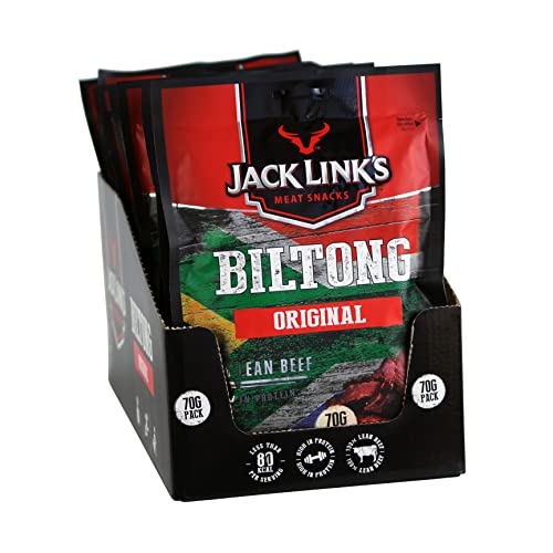 Jack Link's Biltong Original – 12er Pack (12 x 70g) – Glutenfreier Fleischsnack - Proteinreiches Trockenfleisch - Leicht Rauchiges Aroma - High Protein-Snack - Perfekt für Unterwegs oder beim Sport