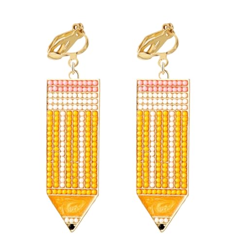 Cadeau de gratitude pour maîtresse : boucles d'oreilles pour enseignantes à motif école et clips