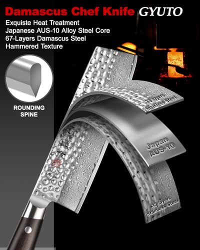 kanngou Japanisches Nakiri-Messer, 18 cm, Damastmesser aus 67 Lagen, Griff aus Ebenholz, Vollseide, Gemüsemesser mit Premium-Geschenkbox