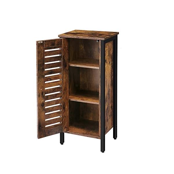 HOOBRO Storage Cabinet, Bathroom Floor Standing Cabinet, Small Sideboard, Tall Side Cabinet, Kitchen Cupboard with Door, Adjustable Shelves, for Living Room, Hallway, Bedroom, Rustic Brown EBF17CW01