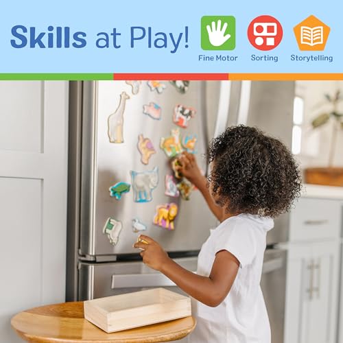 Melissa & Doug Wooden Animal Magnets Set (20 Pieces) – Farm, Zoo & Pet Fridge Magnets in Storage Box – Montessori Preschool Learning Toys for Toddlers & Kids Ages 2+ - FSC-Certified