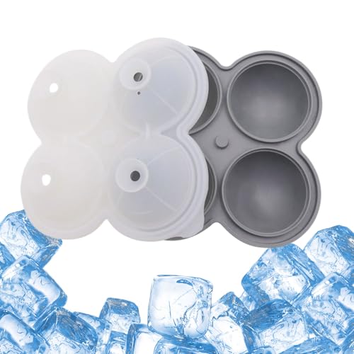 Silicone Ice Ball Maker Mold, 4-Cavity Sphere Ice Tray, Leak-Proof Freezer Container, Durable & Flexible Design, Perfect for Whi