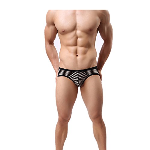 Domige Men's Underwear Modal Print Breathable Briefs Black Size Large