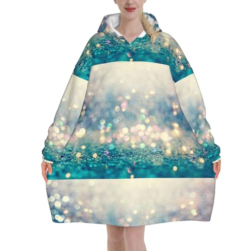 Sweat à capuche couverture en flanelle anti-froid bleu et or avec manches et poches larges