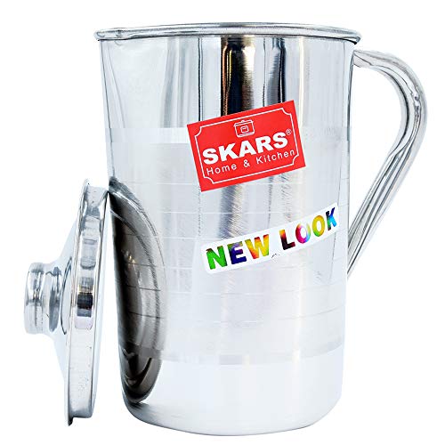 SKARS Stainless Steel Water Jug with 3 Piece Glass Set And With Lid Price History