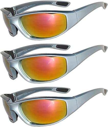 Image of OWL 3 Pack Motorcycle Riding Glasses, Padded Sport Sunglasses, Assorted Colors for Men and Women