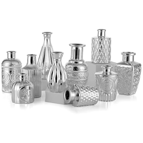Glasseam Silver Bud Vases Set of 10 Cover