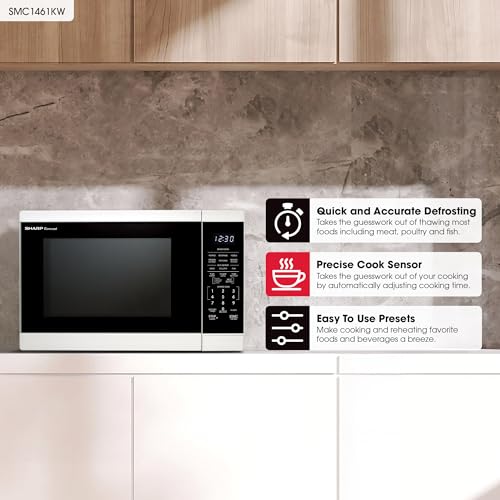 SHARP Countertop Microwave Oven with Removable 12.4" Carousel Turntable, 1100 Watt, 1.4 Cubic Feet, White - Image 3