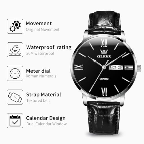 Image of OLEVS Men's Watches Sport Chronograph Analog Quartz Watch for Men with Date Waterproof Dress Casual Fashion Watch Soft Silicone Rubber Strap Band, Unidirectional Bezel & 42mm Big Face