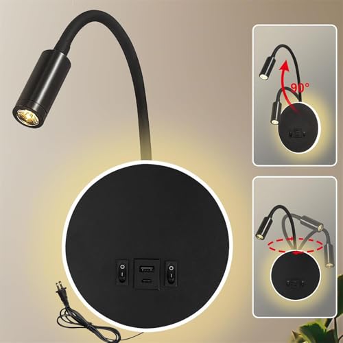 Aplique de pared con puerto de carga USB y enchufe para evitar obras 2