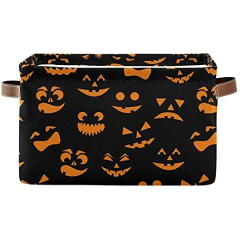 WELLDAY 1PCS Storage Basket Halloween Emjo Large Foldable Storage Bin Cube Collapsible Organizer Cover