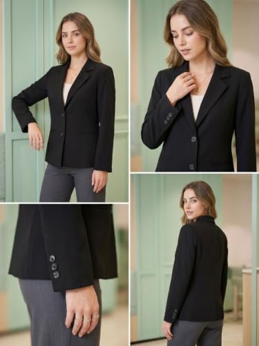 Image of modny Women's Formal Cotton Blazer | Single-Breasted, Button Closure, Long Sleeves Blazer for Girls | Professional Outfit for Office & Meetings