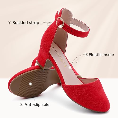 Image of LAURMOSA Girls Dress Shoes Closed Toe Pumps High Heels for Little Big Kid