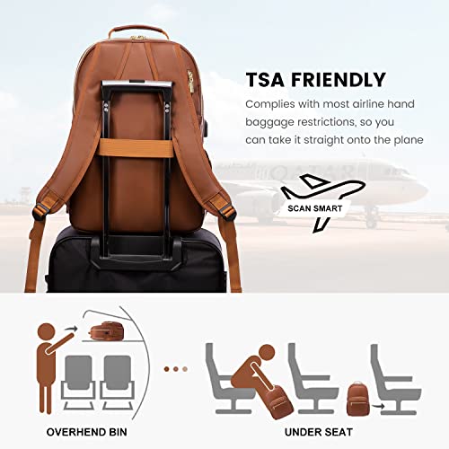 Lovevook Laptop Backpack For Women, Faux Pu Leather Quilted Backpack Purse, Business Computer Travel Work Bags, Teacher Nurse Backpack For Work, Fits 15.6-Inch Laptop, Brown #TOP7