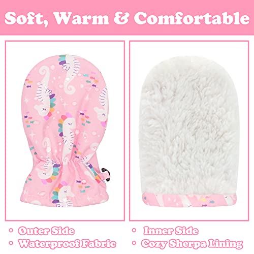 Image of Toddler Mittens Waterproof Toddler Winter Gloves Toddler Snow Gloves for Kids Baby Winter Mittens for Toddler Girls Boys, Pink Seahorse, 6 - 24 Months